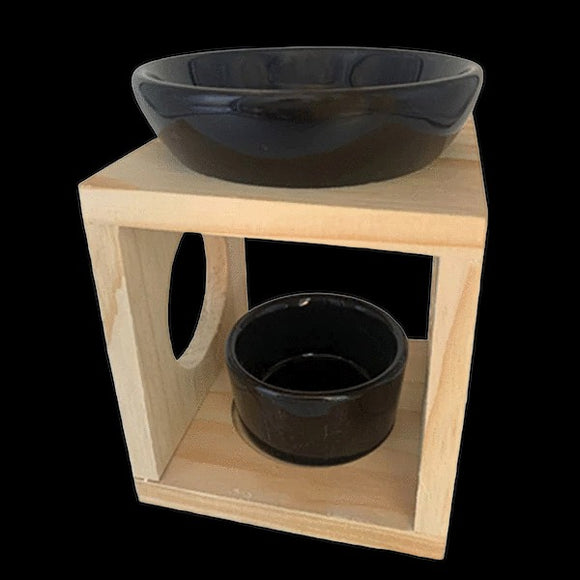 TAFF Black Ceramic and Timber Stand Melt Burner - NEW
