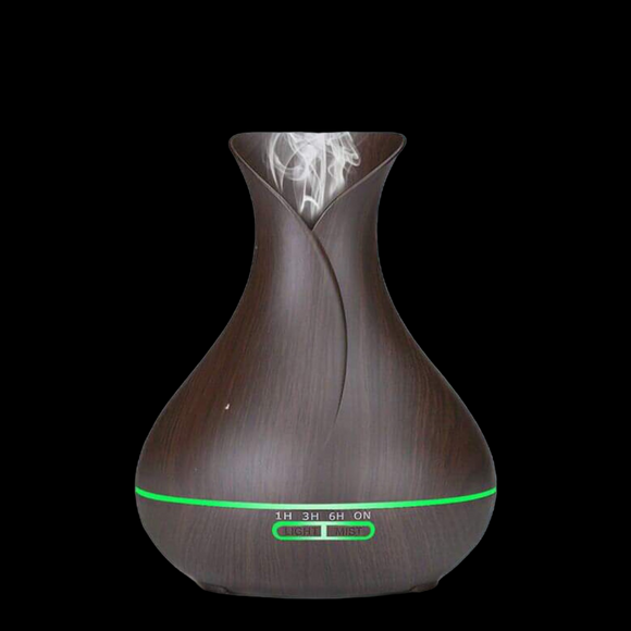 TAFF Dark Woodgrain Vase Shape Ultrasonic Oil Diffuser - NEW